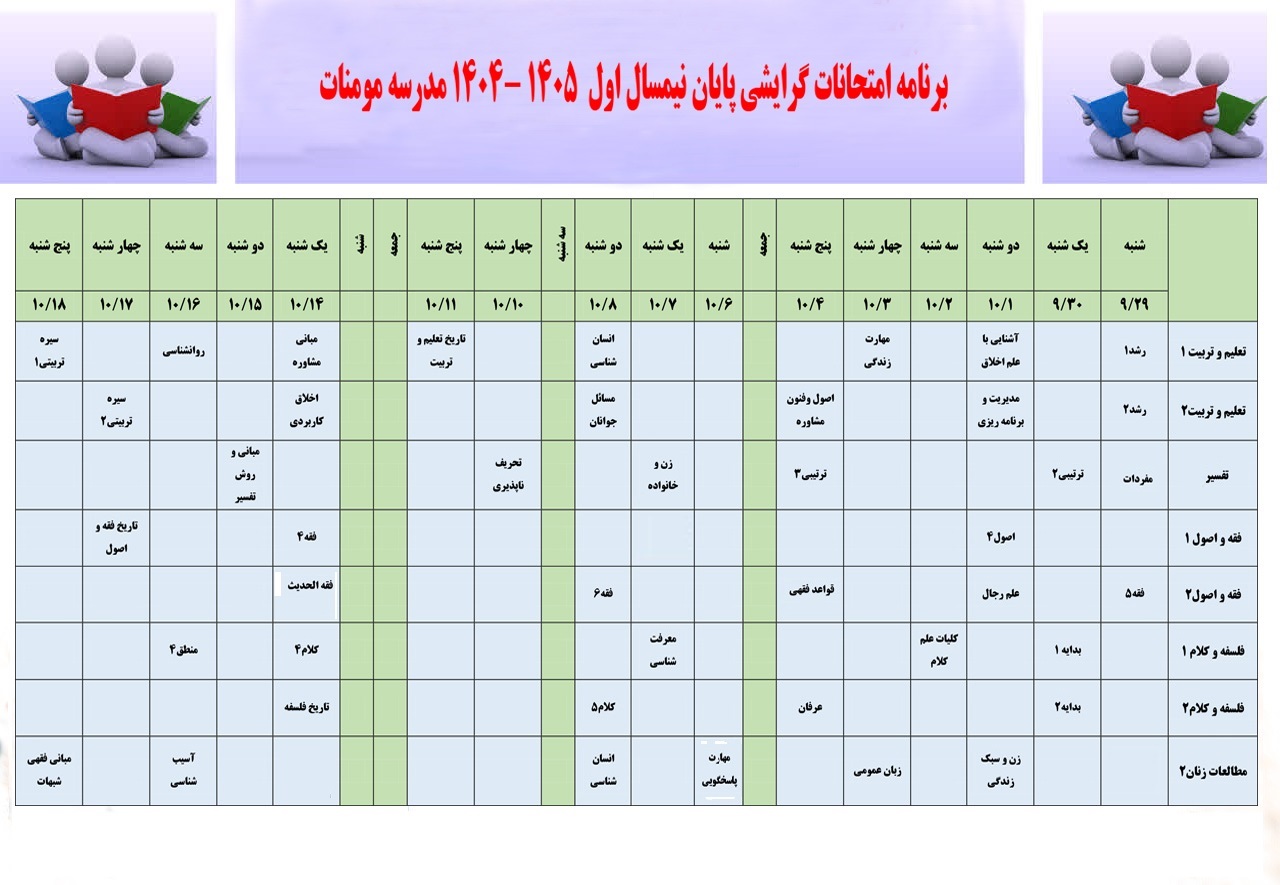 برنامه امتحانات - قسمت چهارم